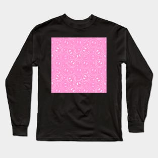 Preppy pink Happy face stars pattern Long Sleeve T-Shirt